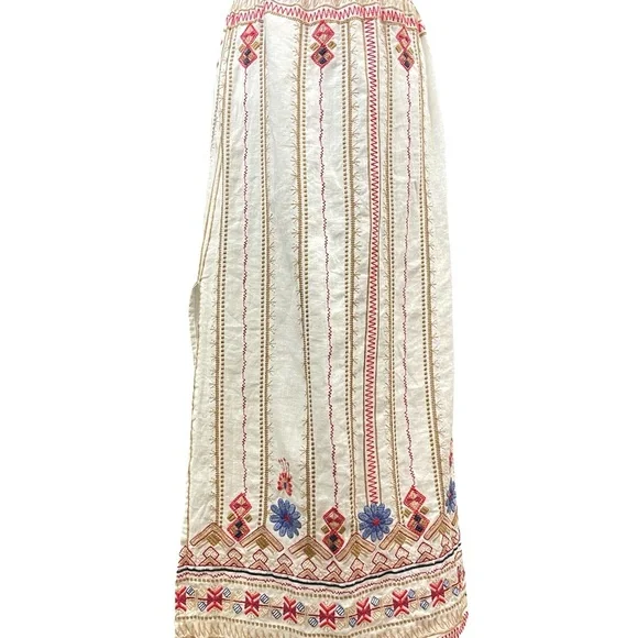 Johnny Was Los Angeles Frederique Embroidered Linen Boho Maxi Skirt XS Festival - Picture 7 of 11